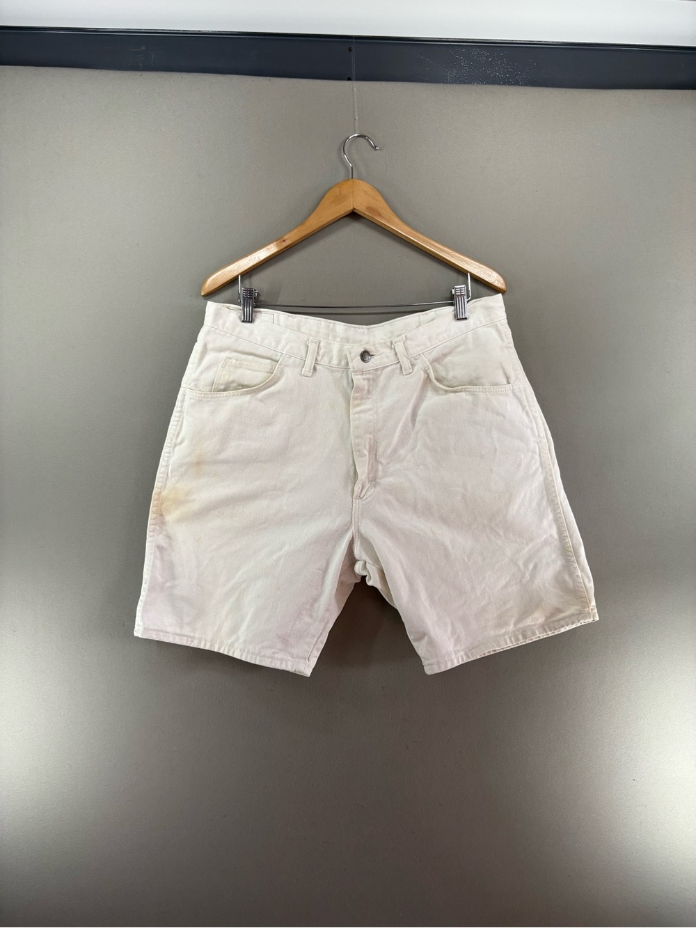 VTG 1997 Wrangler White Denim Shorts Made in USA 90s Men's 36 Retro Jean